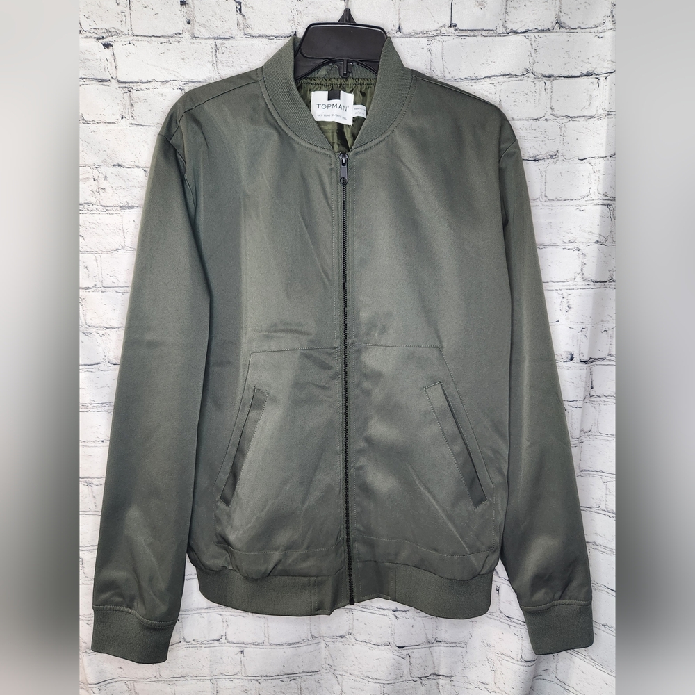 ASOS Topman Olive Green Bomber Jacket Size Large